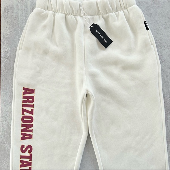 HYPE AND VICE Arizona State ASU Cozy Basic Boyfriend Sweats, White XS NWT - Picture 4 of 9